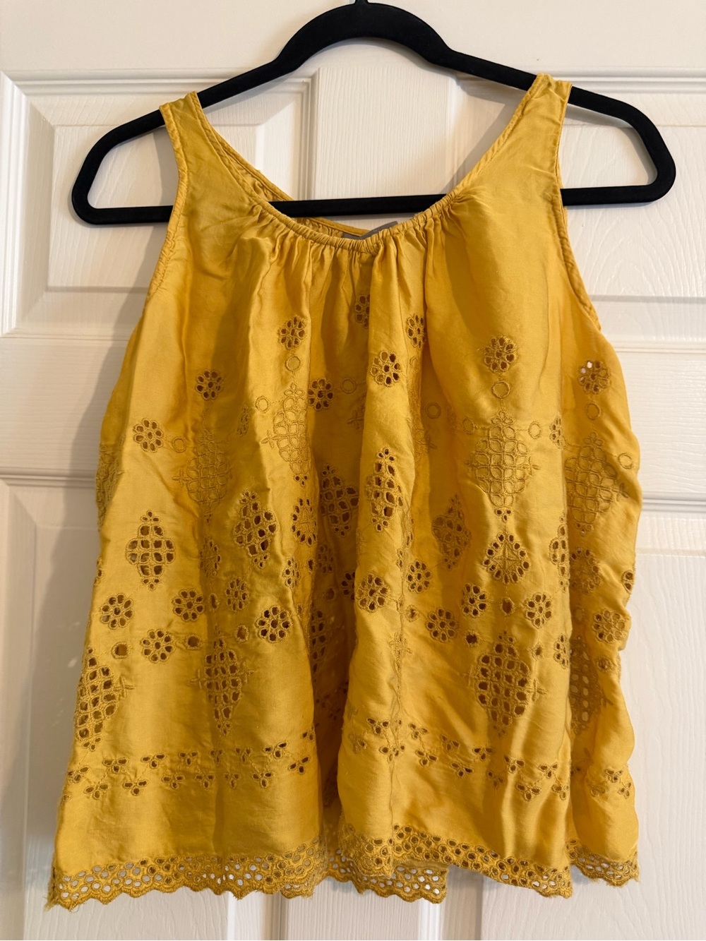 Anthropologie Vanessa Virginia Bettina Eyelet Tank Top Mustard